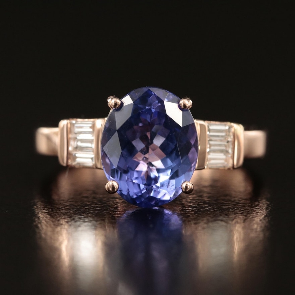 Tanzanite and Diamond 14K Rose Gold Ring